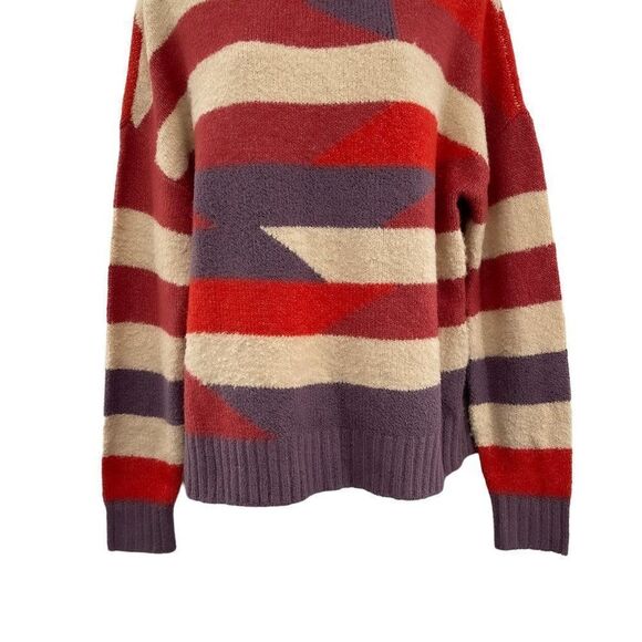 Abstract Retro Striped Oversized Wool Long Sleeve Sweater Top Large - Picture 5 of 7